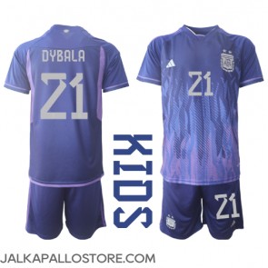 Argentiina Paulo Dybala #21 Vieraspaita Lapsille MM-kisat 2022 Lyhythihainen (+ shortsit)